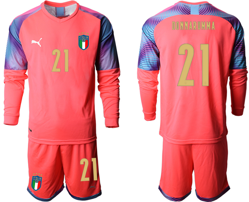 Cheap Men 2021 European Cup Italy pink goalkeeper long sleeve 21 soccer jerseys